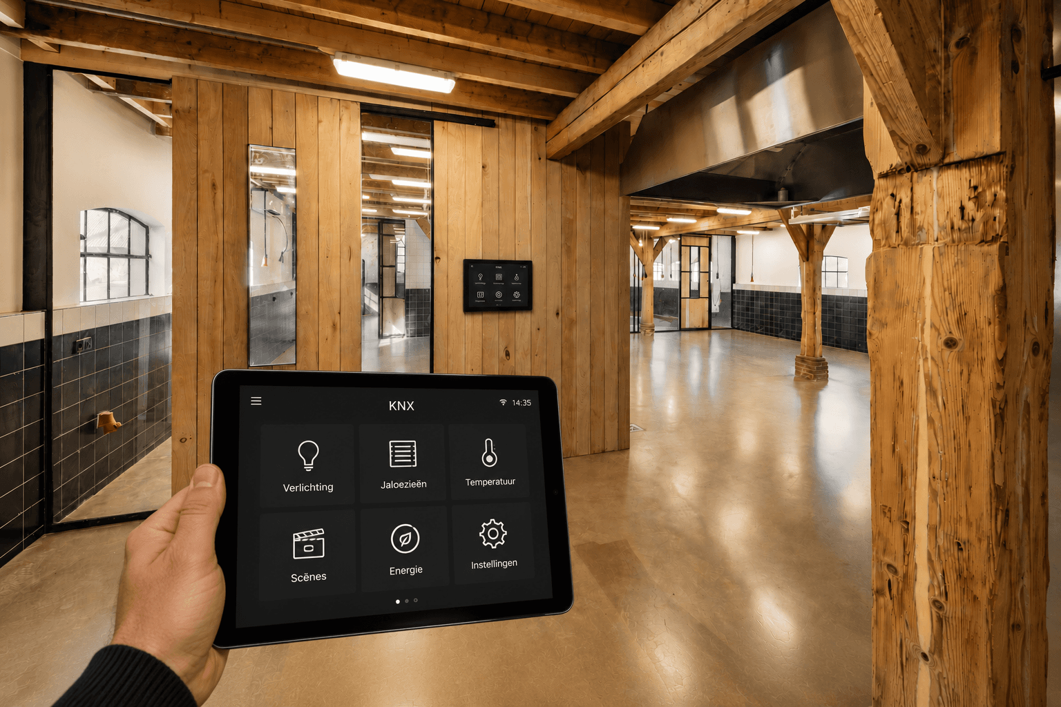 KNX-bediening in een gerenoveerde woonboerderij in Beusichem